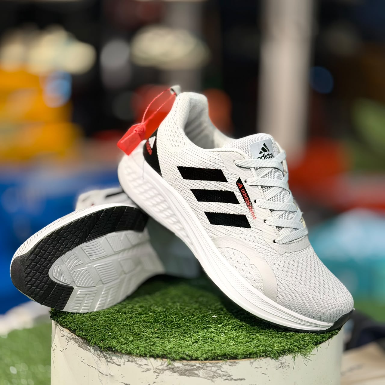 Adidas White N Red Decorative Tag Running