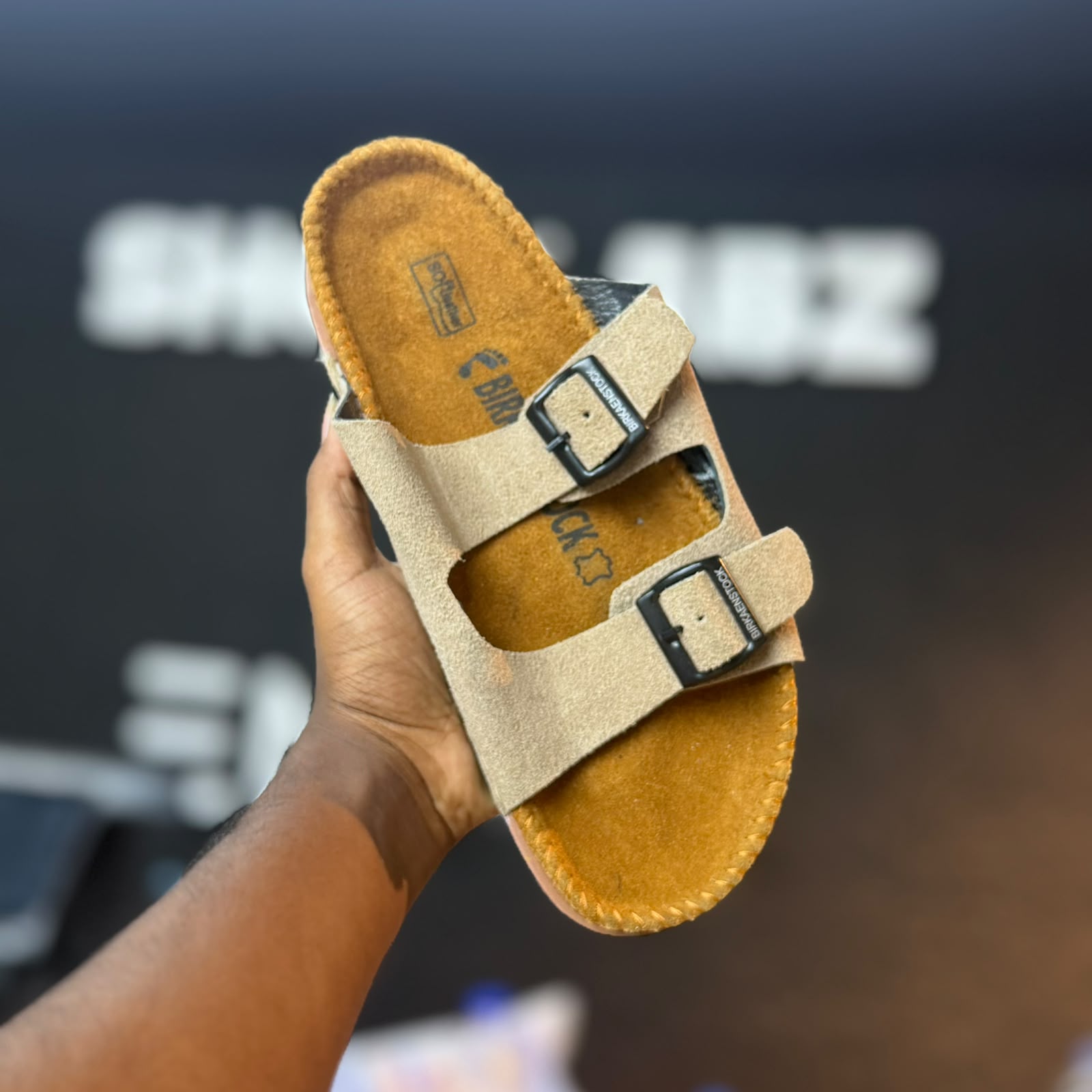 Birkenstock Arizona  Biege Slides 