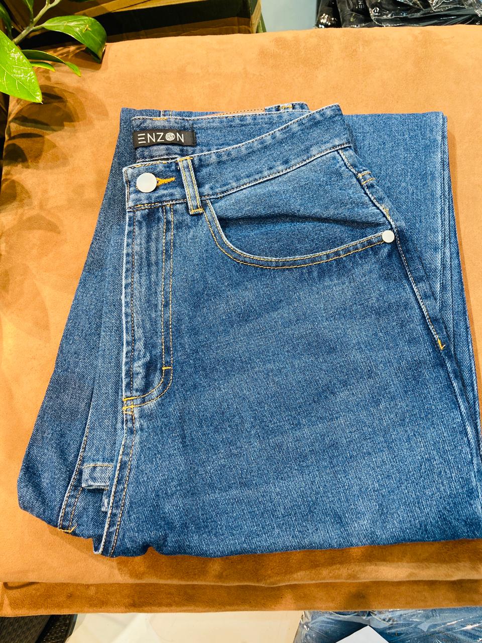 Enzon Loose Straight Denim - Dark Blue Stone