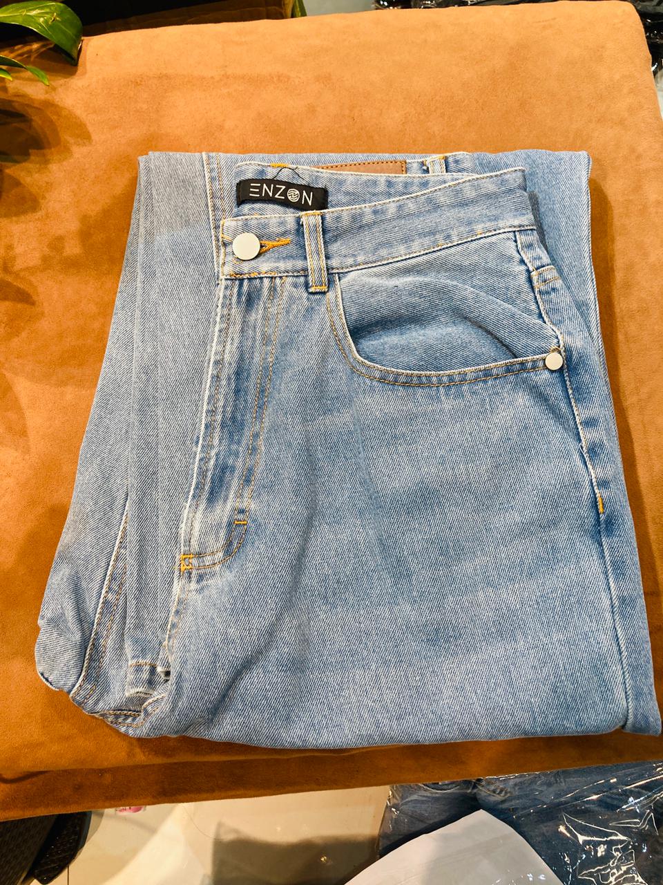 Enzon Loose Straight Denim - Light Blue Stone 