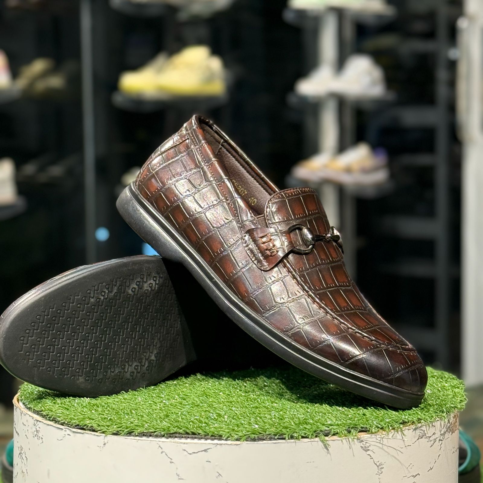 Gucci Crocodile Brown Loafers
