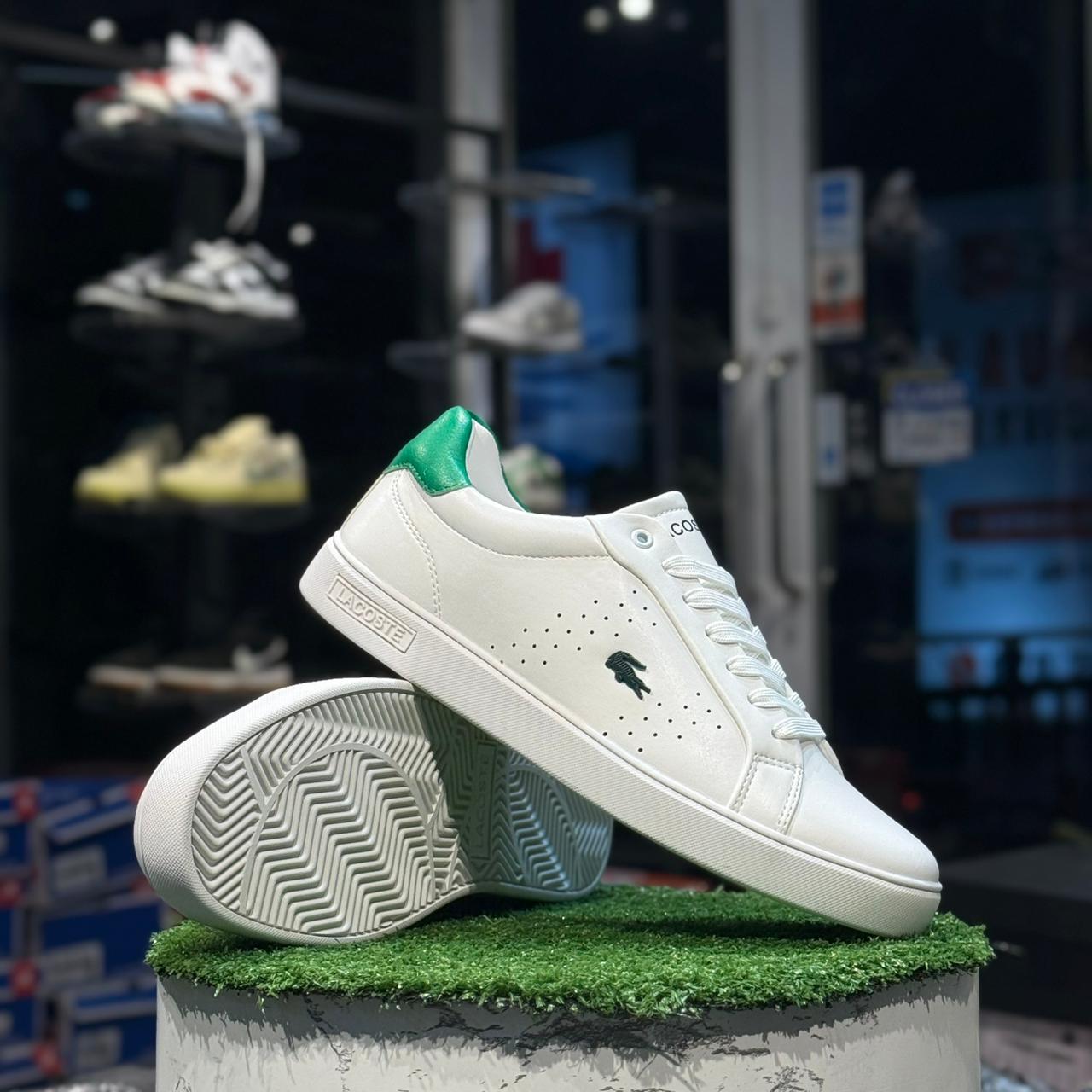 Lacoste Powercourt  White & Green Sneakers