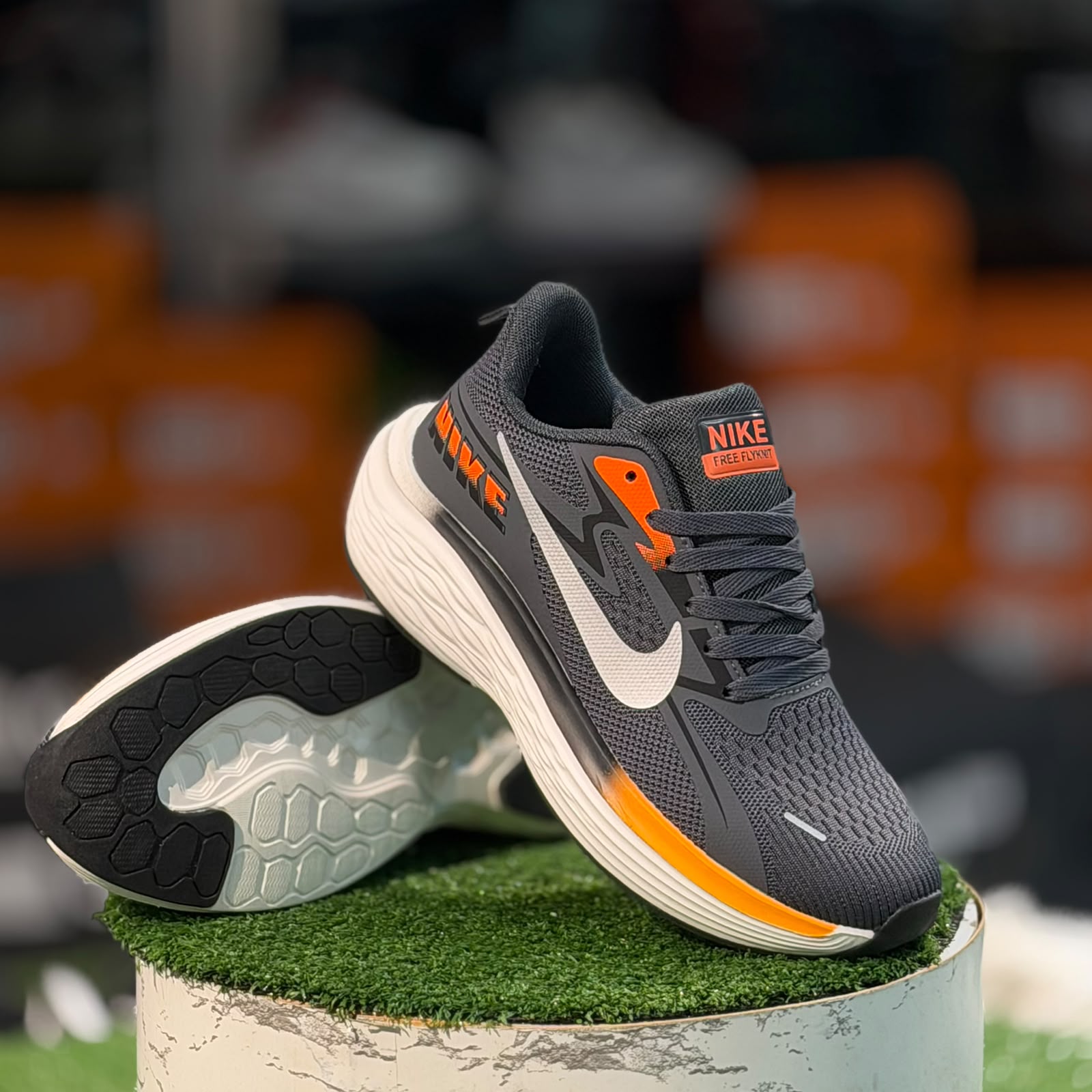 Nike Free Flyknit Grey N Orange Running
