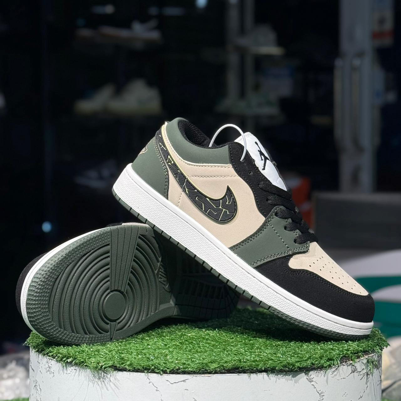 Nike Air Jordan 1 Low Black Toe Medium Olive