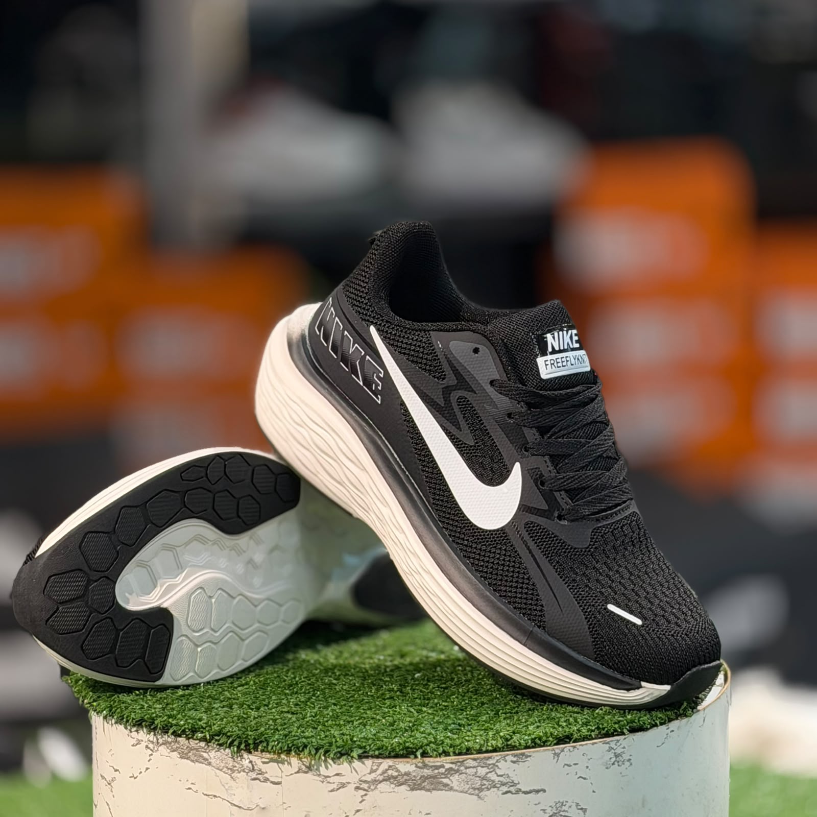 Nike Free Flyknit Black N White Running
