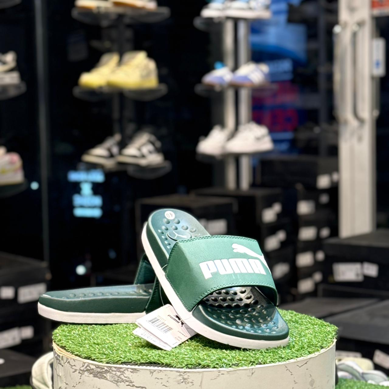 PUMA Softride Slide White N Green
