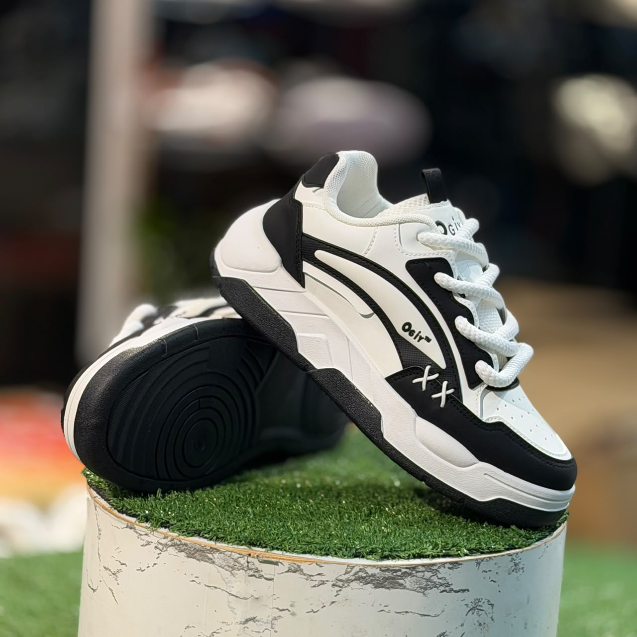  Fashion Chunky Ogiy Zig Zag Black N white