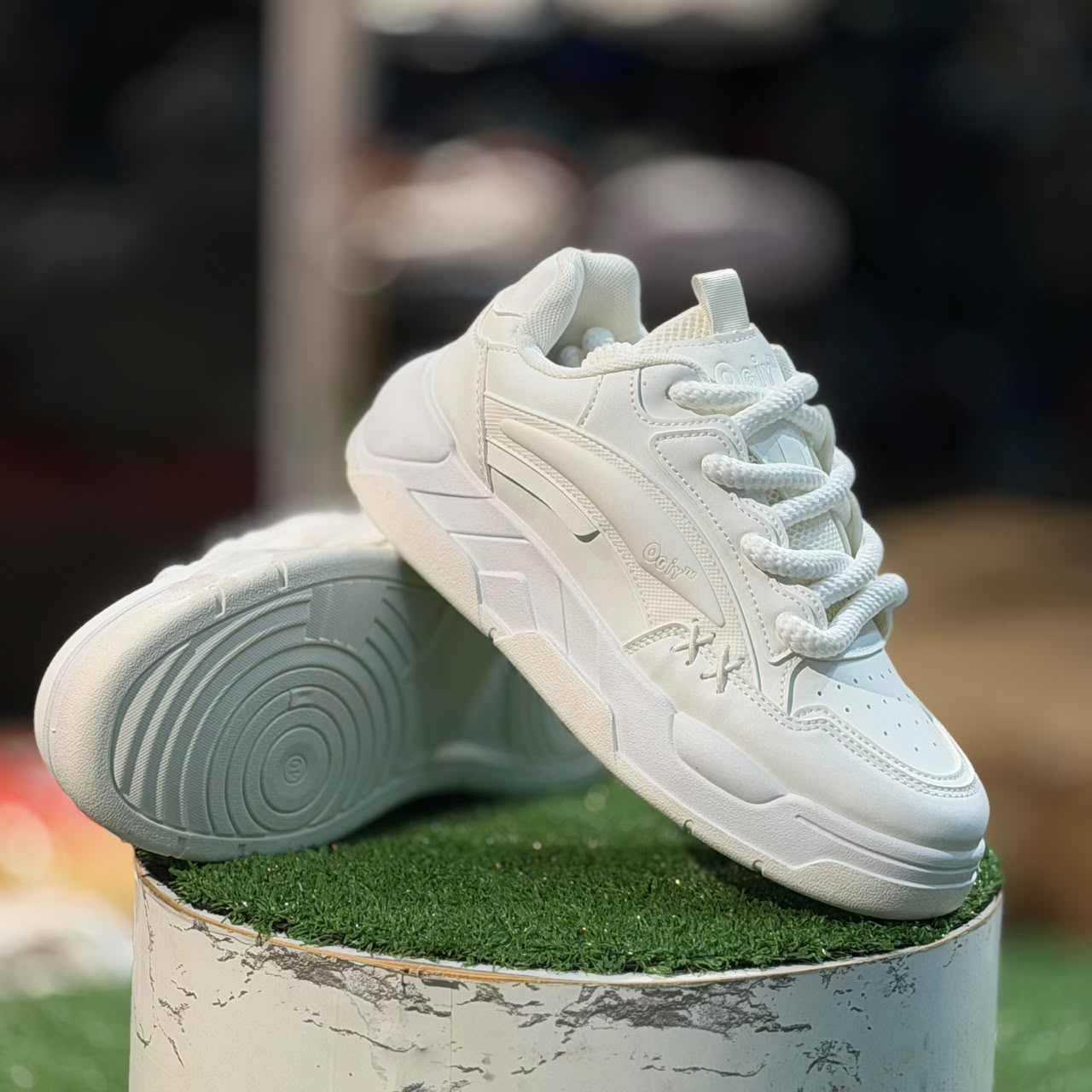  Fashion Chunky Ogiy Zig Zag Full White